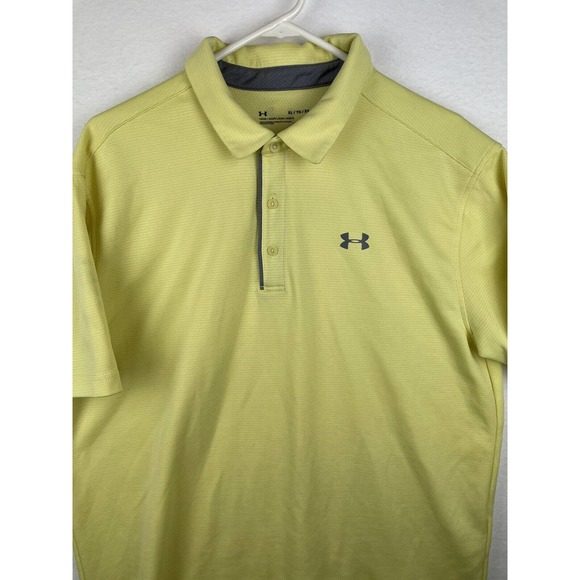 Under Armour Heat Gear Loose Yellow Thick Polo Golf Shirt Men's Size XL - Picture 1 of 4